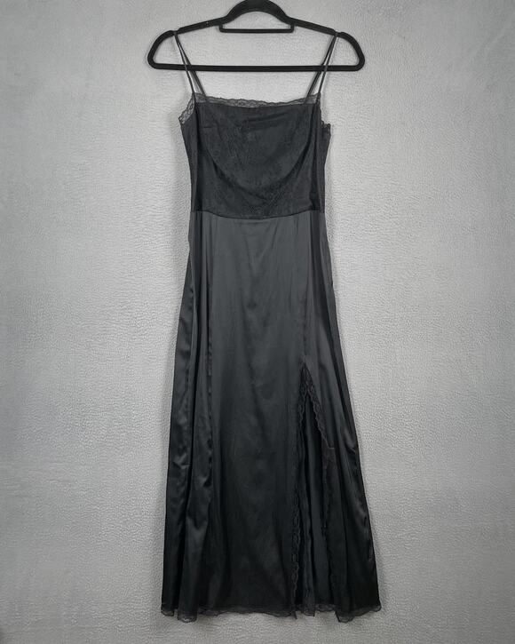 Abercrombie & Fitch Dresses & Skirts - Abercrombie & Fitch Slip Dress Womens S Tall Black Satin Cowl Neck Lined Maxi